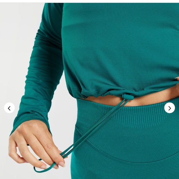 Gymshark Sweat Seamless Long Sleeve Crop Top - Rich Teal - Picture 4 of 8